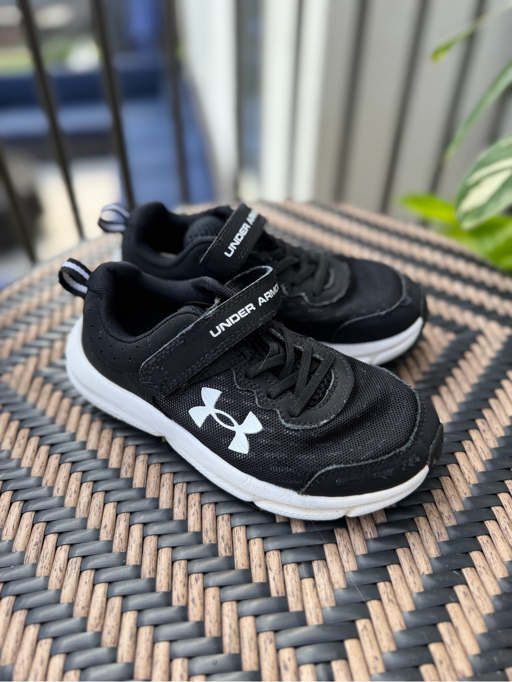 Under Armour Kids Black and White Velcro Athletic Sneakers